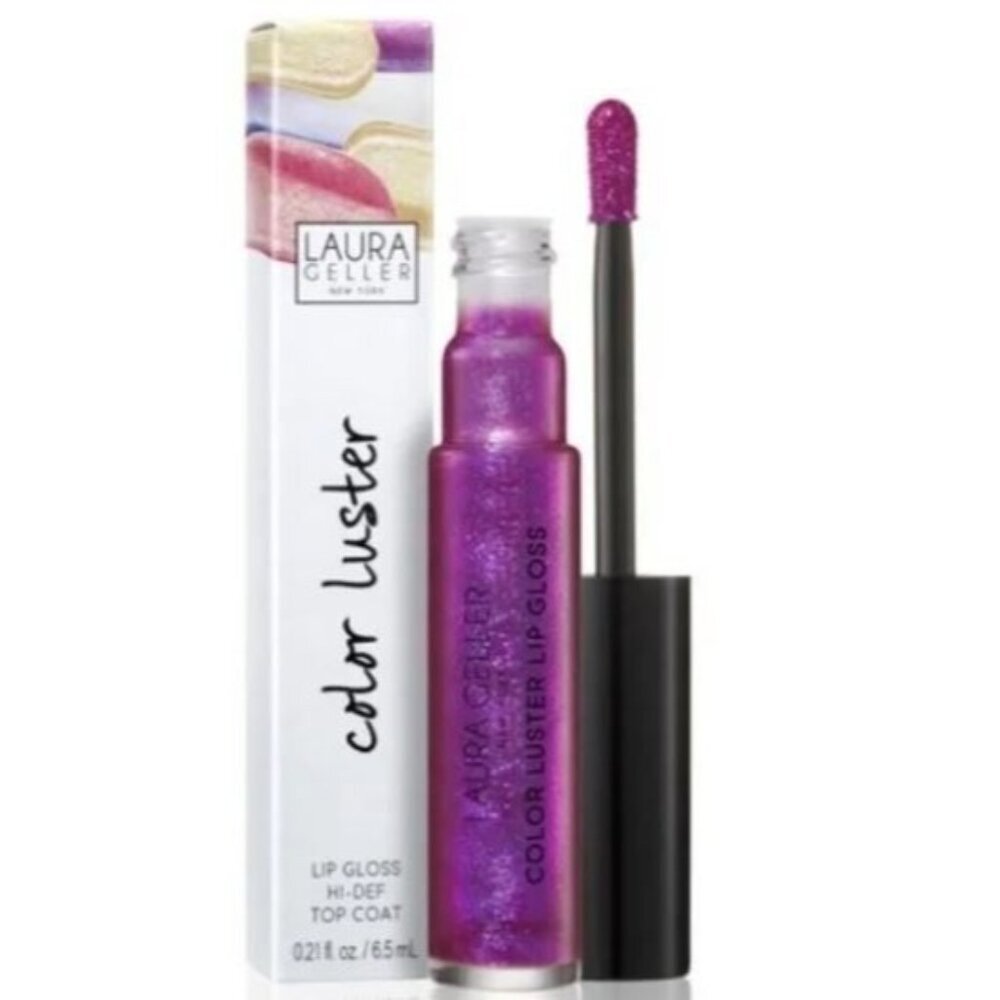 Laura Geller Color Luster Lip Gloss Amethyst Glaze Top Coat High-Def NEW